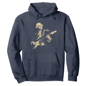 George Washington Rock Star Vintage Portrait Hoodie Funny Electric Guitar Player Founding Father Retro Aesthetic Patriotic Graphic TS02 Navy Print Your Wear