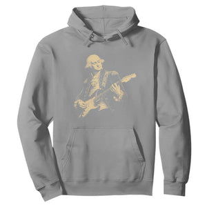George Washington Rock Star Vintage Portrait Hoodie Funny Electric Guitar Player Founding Father Retro Aesthetic Patriotic Graphic TS02 Sport Gray Print Your Wear