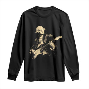 George Washington Rock Star Vintage Portrait Long Sleeve Shirt Funny Electric Guitar Player Founding Father Retro Aesthetic Patriotic Graphic TS02 Black Print Your Wear
