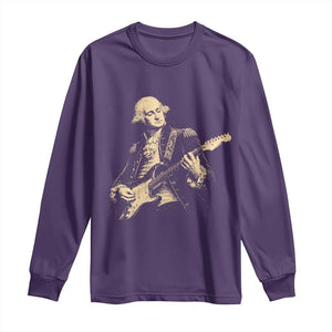 George Washington Rock Star Vintage Portrait Long Sleeve Shirt Funny Electric Guitar Player Founding Father Retro Aesthetic Patriotic Graphic TS02 Purple Print Your Wear