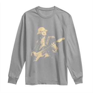 George Washington Rock Star Vintage Portrait Long Sleeve Shirt Funny Electric Guitar Player Founding Father Retro Aesthetic Patriotic Graphic TS02 Sport Gray Print Your Wear