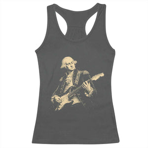 George Washington Rock Star Vintage Portrait Racerback Tank Top Funny Electric Guitar Player Founding Father Retro Aesthetic Patriotic Graphic TS02 Dark Heather Print Your Wear
