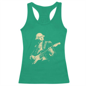 George Washington Rock Star Vintage Portrait Racerback Tank Top Funny Electric Guitar Player Founding Father Retro Aesthetic Patriotic Graphic TS02 Irish Green Print Your Wear