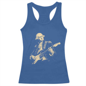George Washington Rock Star Vintage Portrait Racerback Tank Top Funny Electric Guitar Player Founding Father Retro Aesthetic Patriotic Graphic TS02 Royal Blue Print Your Wear