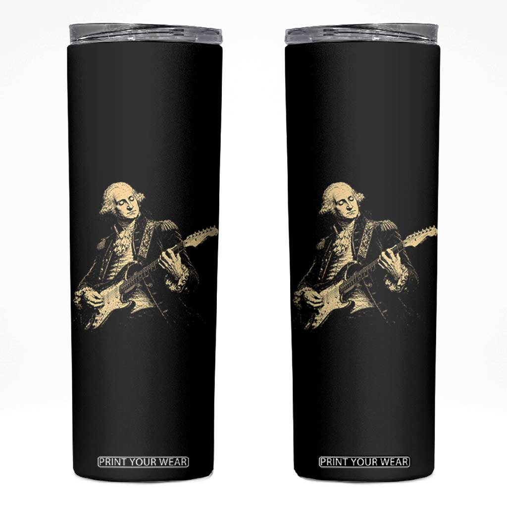 George Washington Rock Star Vintage Portrait Skinny Tumbler Funny Electric Guitar Player Founding Father Retro Aesthetic Patriotic Graphic TS02 Black Print Your Wear