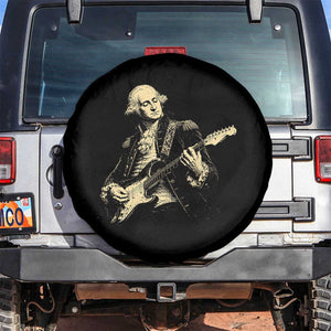 George Washington Rock Star Vintage Portrait Spare Tire Cover Funny Electric Guitar Player Founding Father Retro Aesthetic Patriotic Graphic TS02 No hole Black Print Your Wear