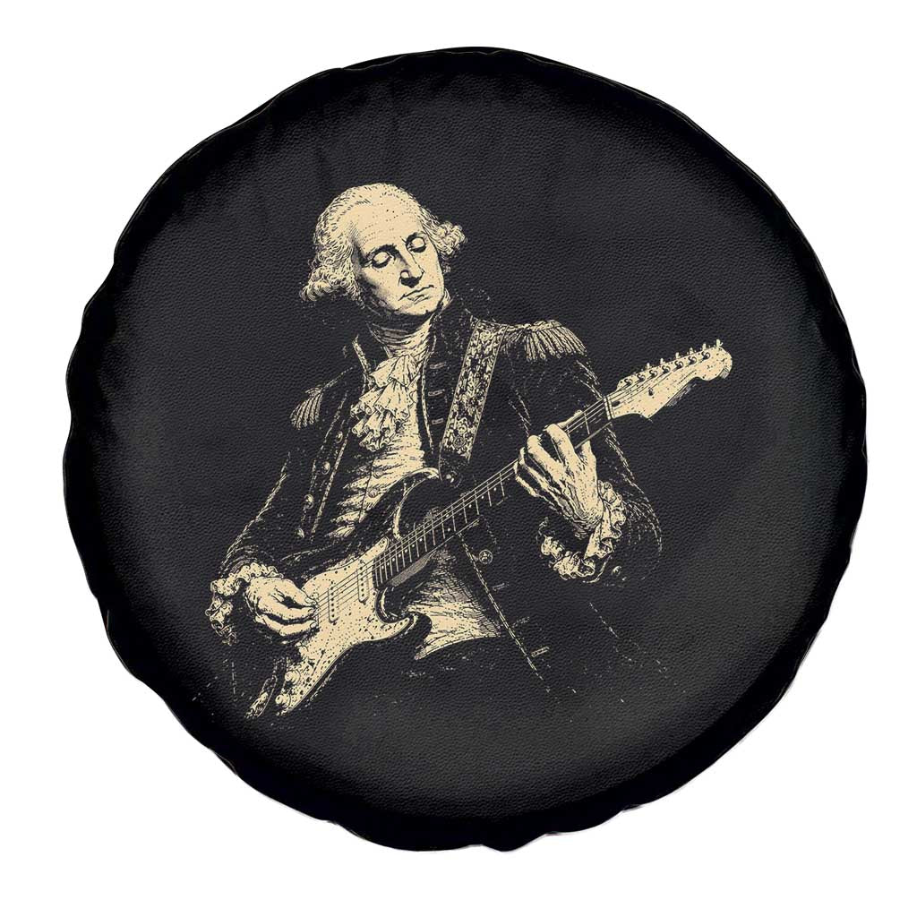 George Washington Rock Star Vintage Portrait Spare Tire Cover Funny Electric Guitar Player Founding Father Retro Aesthetic Patriotic Graphic TS02 Print Your Wear