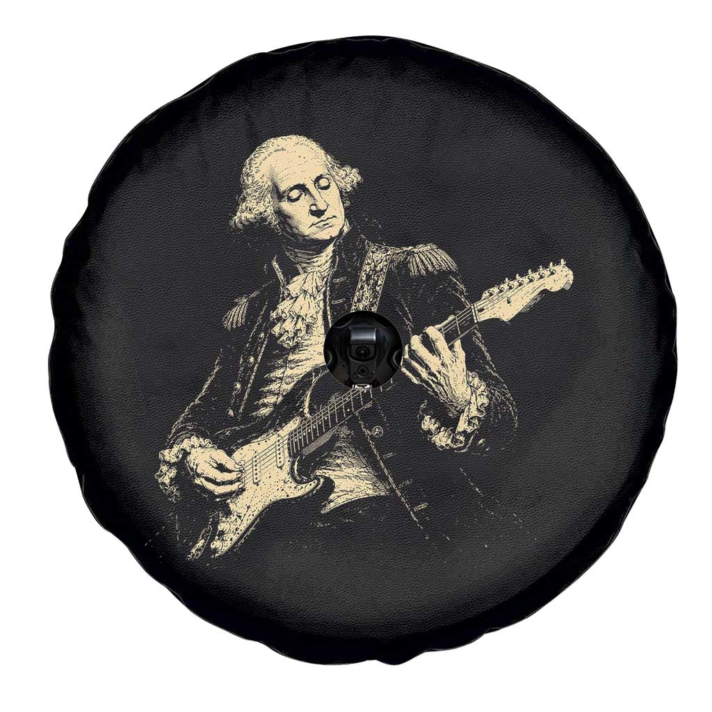 George Washington Rock Star Vintage Portrait Spare Tire Cover Funny Electric Guitar Player Founding Father Retro Aesthetic Patriotic Graphic TS02 Print Your Wear