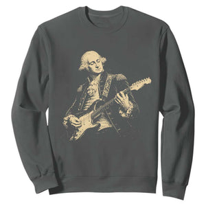 George Washington Rock Star Vintage Portrait Sweatshirt Funny Electric Guitar Player Founding Father Retro Aesthetic Patriotic Graphic TS02 Dark Heather Print Your Wear