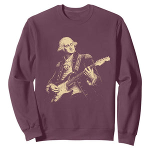 George Washington Rock Star Vintage Portrait Sweatshirt Funny Electric Guitar Player Founding Father Retro Aesthetic Patriotic Graphic TS02 Maroon Print Your Wear