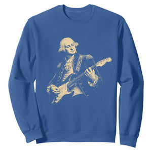 George Washington Rock Star Vintage Portrait Sweatshirt Funny Electric Guitar Player Founding Father Retro Aesthetic Patriotic Graphic TS02 Royal Blue Print Your Wear