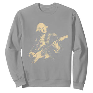 George Washington Rock Star Vintage Portrait Sweatshirt Funny Electric Guitar Player Founding Father Retro Aesthetic Patriotic Graphic TS02 Sport Gray Print Your Wear