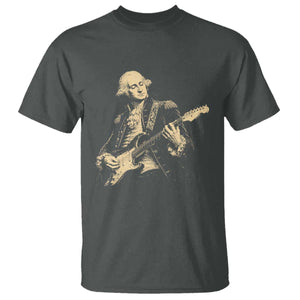 George Washington Rock Star Vintage Portrait T Shirt Funny Electric Guitar Player Founding Father Retro Aesthetic Patriotic Graphic TS02 Dark Heather Print Your Wear