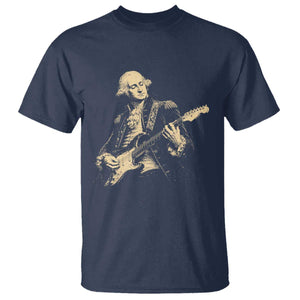 George Washington Rock Star Vintage Portrait T Shirt Funny Electric Guitar Player Founding Father Retro Aesthetic Patriotic Graphic TS02 Navy Print Your Wear