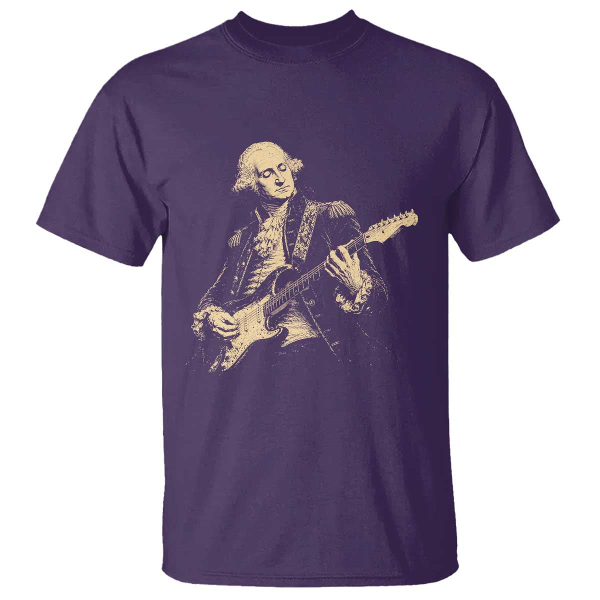 George Washington Rock Star Vintage Portrait T Shirt Funny Electric Guitar Player Founding Father Retro Aesthetic Patriotic Graphic TS02 Purple Print Your Wear
