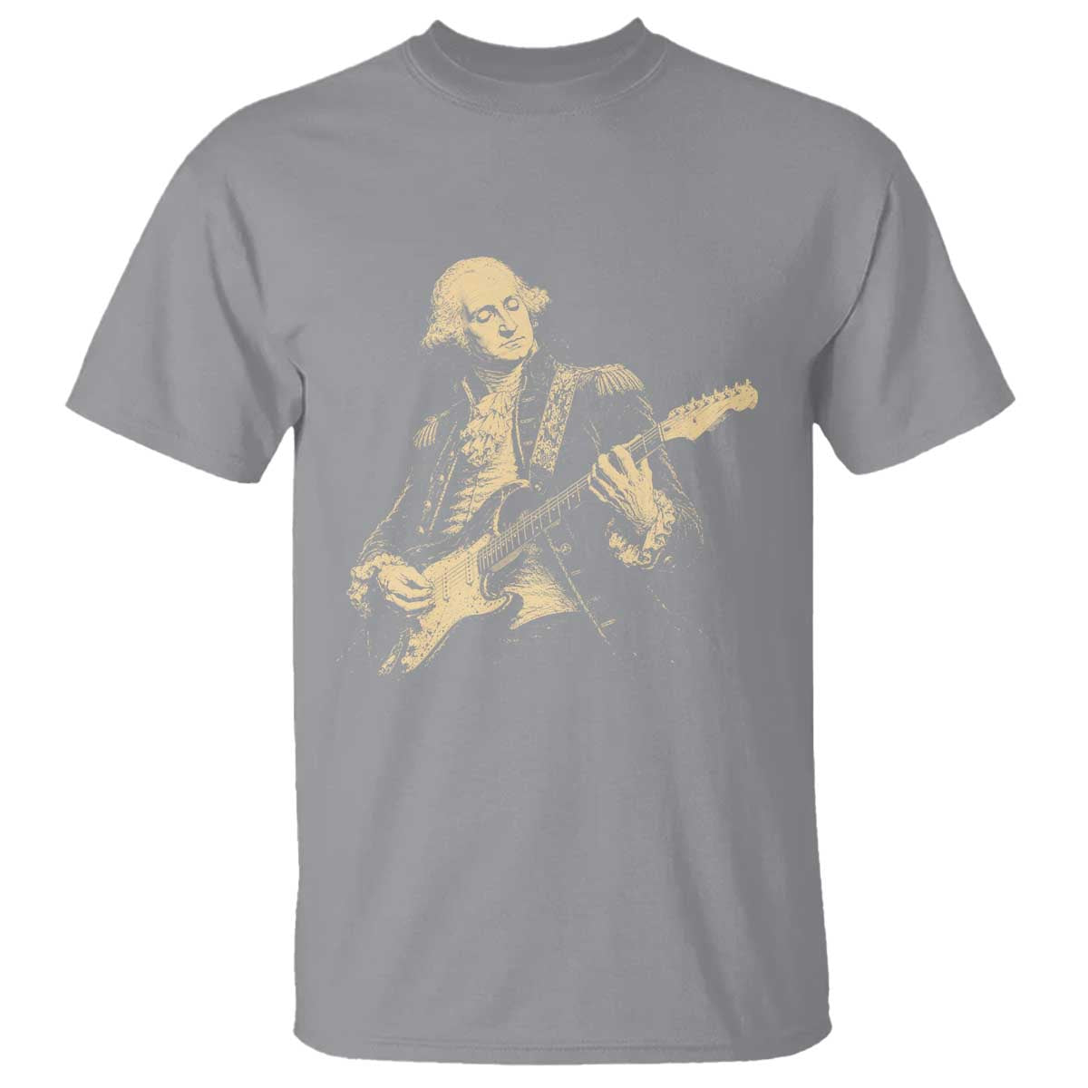 George Washington Rock Star Vintage Portrait T Shirt Funny Electric Guitar Player Founding Father Retro Aesthetic Patriotic Graphic TS02 Sport Gray Print Your Wear