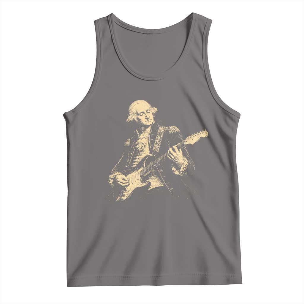 George Washington Rock Star Vintage Portrait Tank Top Funny Electric Guitar Player Founding Father Retro Aesthetic Patriotic Graphic TS02 Deep Heather Print Your Wear