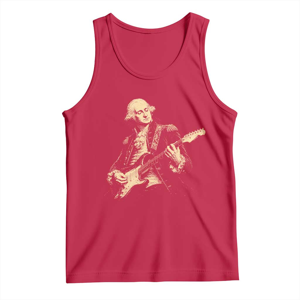 George Washington Rock Star Vintage Portrait Tank Top Funny Electric Guitar Player Founding Father Retro Aesthetic Patriotic Graphic TS02 Red Print Your Wear
