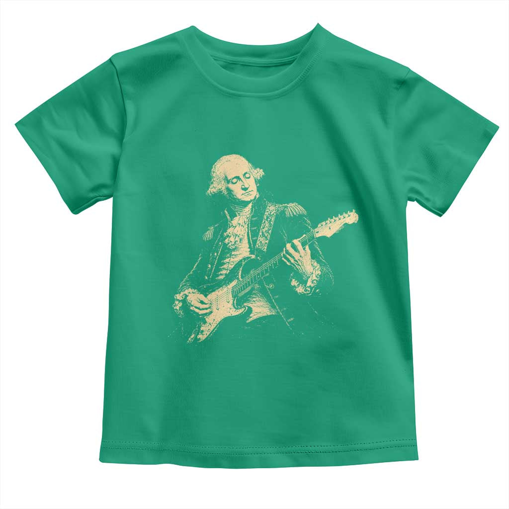 George Washington Rock Star Vintage Portrait Toddler T Shirt Funny Electric Guitar Player Founding Father Retro Aesthetic Patriotic Graphic TS02 Irish Green Print Your Wear