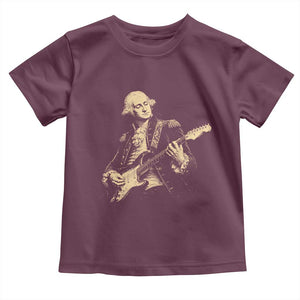 George Washington Rock Star Vintage Portrait Toddler T Shirt Funny Electric Guitar Player Founding Father Retro Aesthetic Patriotic Graphic TS02 Maroon Print Your Wear