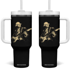 George Washington Rock Star Vintage Portrait Tumbler With Handle Funny Electric Guitar Player Founding Father Retro Aesthetic Patriotic Graphic TS02 One Size: 40 oz Black Print Your Wear