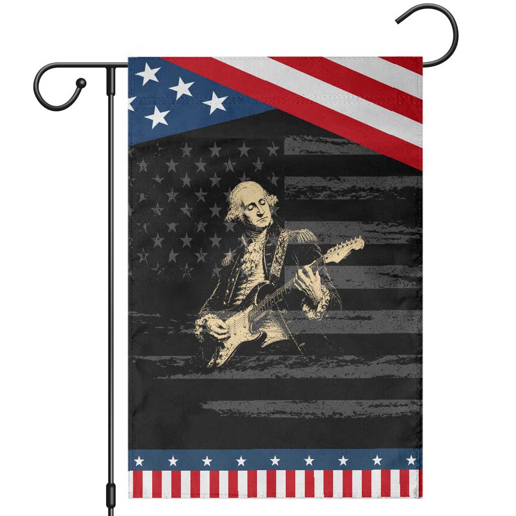 George Washington Rock Star Vintage Portrait Patriotic Garden Flag Funny Electric Guitar Player Founding Father Retro Aesthetic Graphic