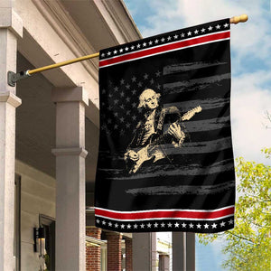 George Washington Rock Star Vintage Portrait Patriotic Garden Flag Funny Electric Guitar Player Founding Father Retro Aesthetic Graphic