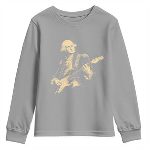 George Washington Rock Star Vintage Portrait Youth Sweatshirt Funny Electric Guitar Player Founding Father Retro Aesthetic Patriotic Graphic TS02 Sport Gray Print Your Wear