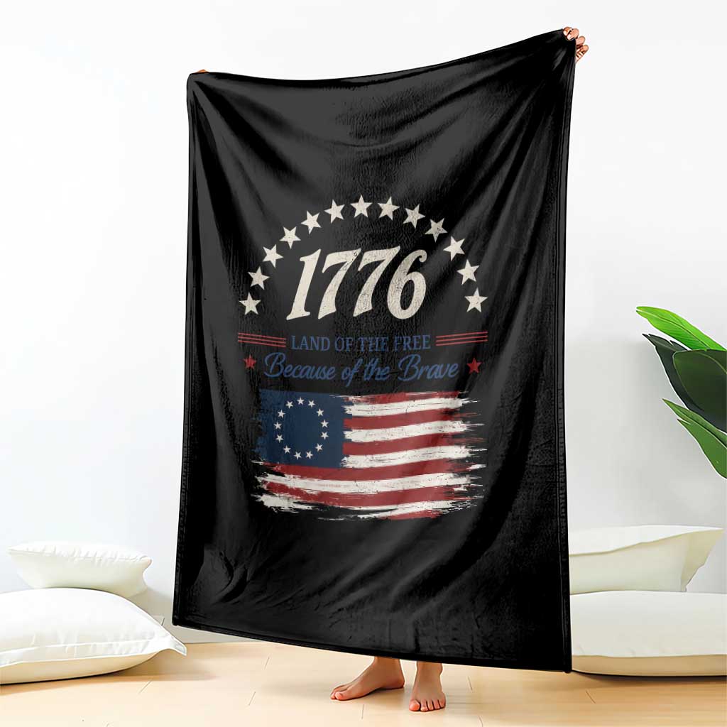 1776 Land of the Free Distressed Arch Graphic Throw Blanket Vintage Betsy Ross American Flag Stars Retro Patriotic TS02 Print Your Wear
