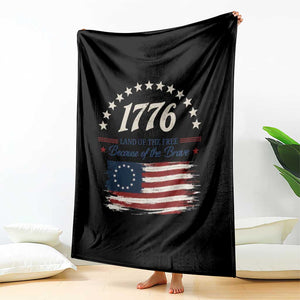 1776 Land of the Free Distressed Arch Graphic Throw Blanket Vintage Betsy Ross American Flag Stars Retro Patriotic TS02 Print Your Wear