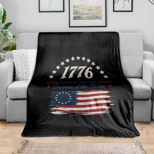 1776 Land of the Free Distressed Arch Graphic Throw Blanket Vintage Betsy Ross American Flag Stars Retro Patriotic TS02 Print Your Wear