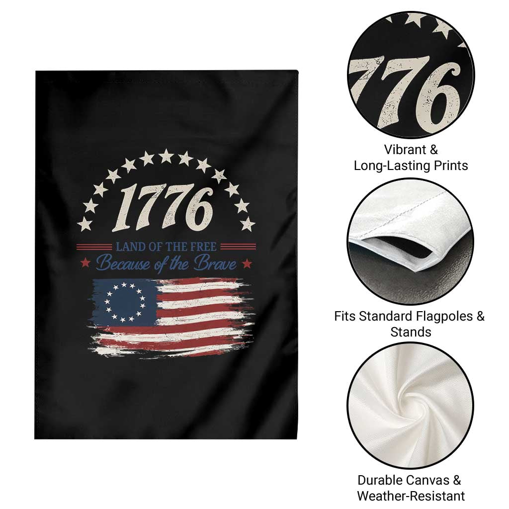 1776 Land of the Free Distressed Arch Graphic Garden Flag Vintage Betsy Ross American Flag Stars Retro Patriotic TS02 Print Your Wear