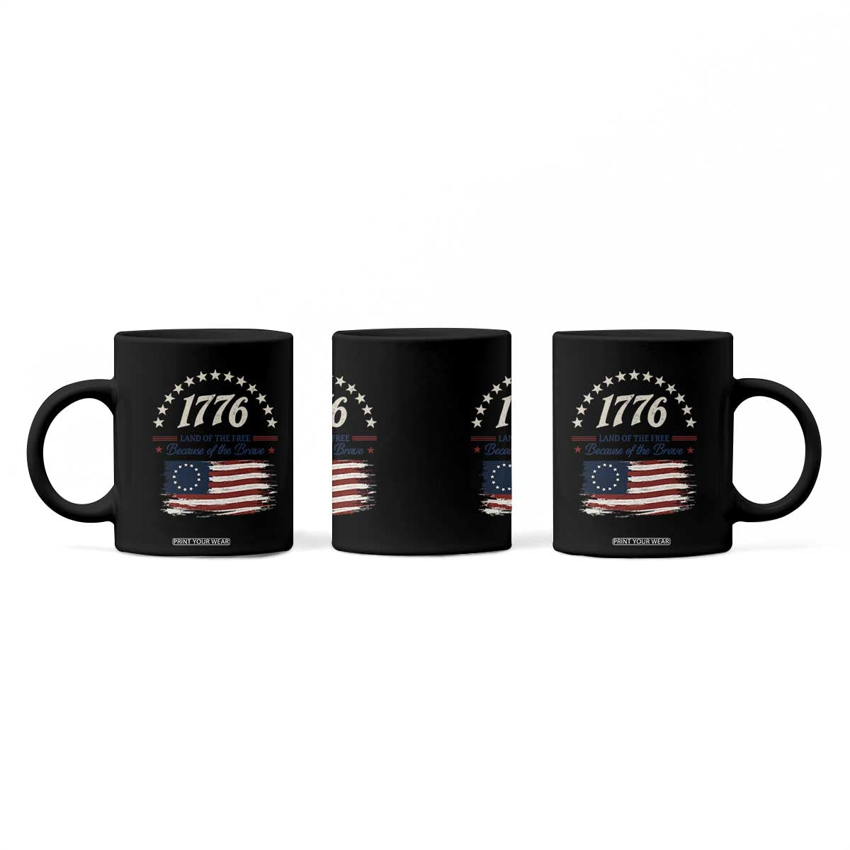 1776 Land of the Free Distressed Arch Graphic Coffee Mug Vintage Betsy Ross American Flag Stars Retro Patriotic TS02 Print Your Wear