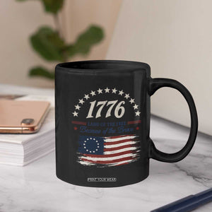 1776 Land of the Free Distressed Arch Graphic Coffee Mug Vintage Betsy Ross American Flag Stars Retro Patriotic TS02 Print Your Wear