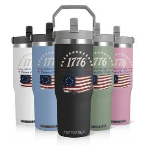 1776 Land of the Free Distressed Arch Graphic Flip Straw Tumbler Vintage Betsy Ross American Flag Stars Retro Patriotic TS02 Print Your Wear
