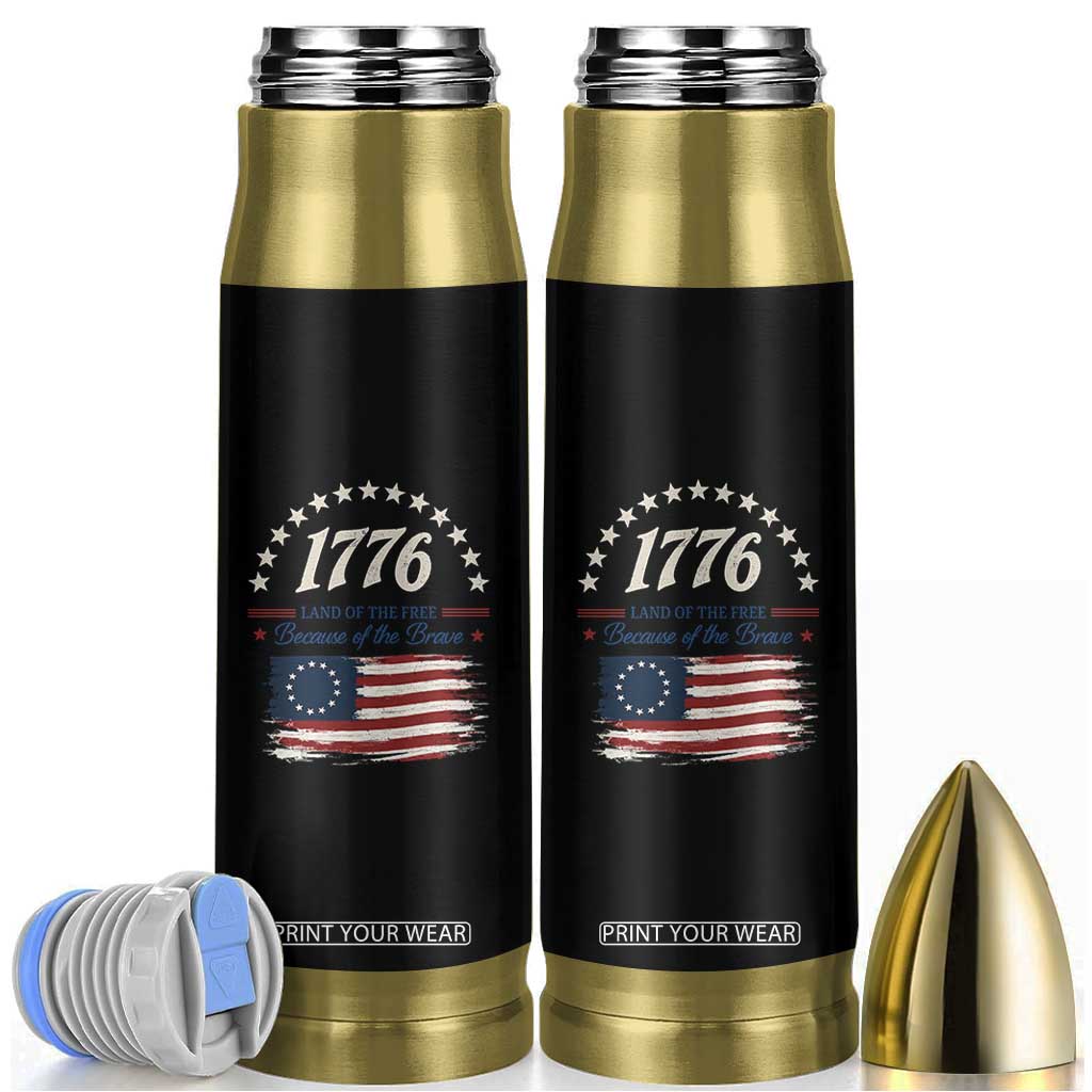 1776 Land of the Free Distressed Arch Graphic Bullet Tumbler Vintage Betsy Ross American Flag Stars Retro Patriotic TS02 Black Print Your Wear