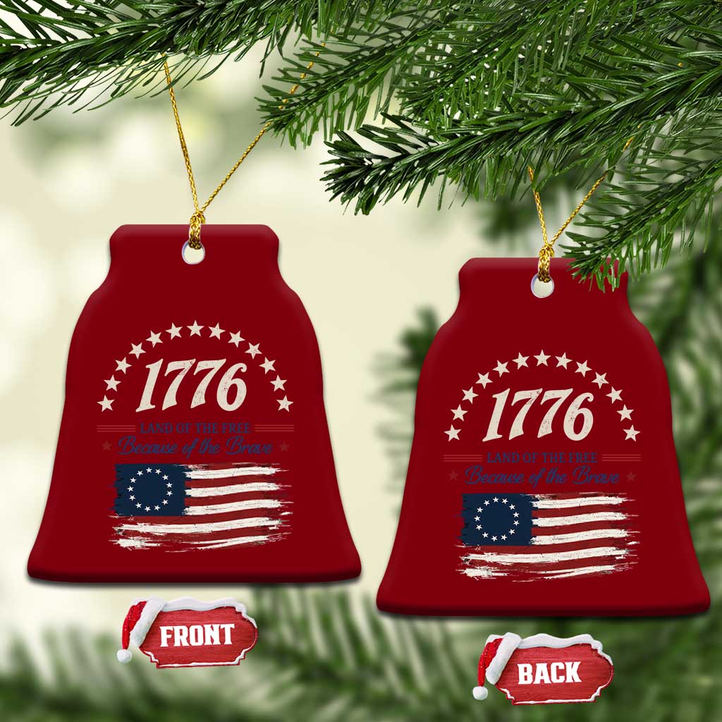 1776 Land of the Free Distressed Arch Graphic Ceramic Ornament Vintage Betsy Ross American Flag Stars Retro Patriotic TS02 Print Your Wear