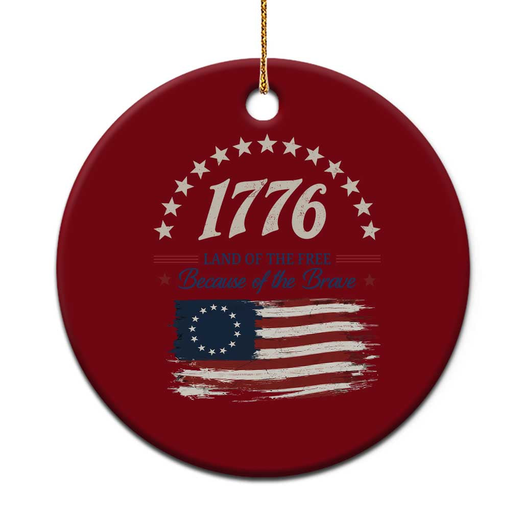 1776 Land of the Free Distressed Arch Graphic Ceramic Ornament Vintage Betsy Ross American Flag Stars Retro Patriotic TS02 1pc Red Print Your Wear