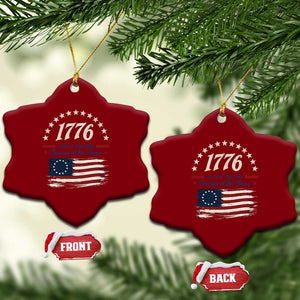 1776 Land of the Free Distressed Arch Graphic Ceramic Ornament Vintage Betsy Ross American Flag Stars Retro Patriotic TS02 Print Your Wear