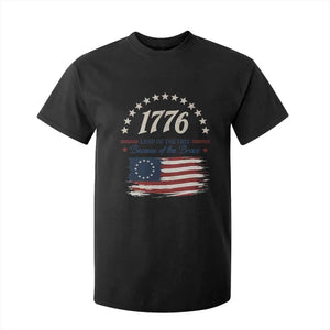 1776 Land of the Free Distressed Arch Graphic T Shirt For Kid Vintage Betsy Ross American Flag Stars Retro Patriotic TS02 Black Print Your Wear