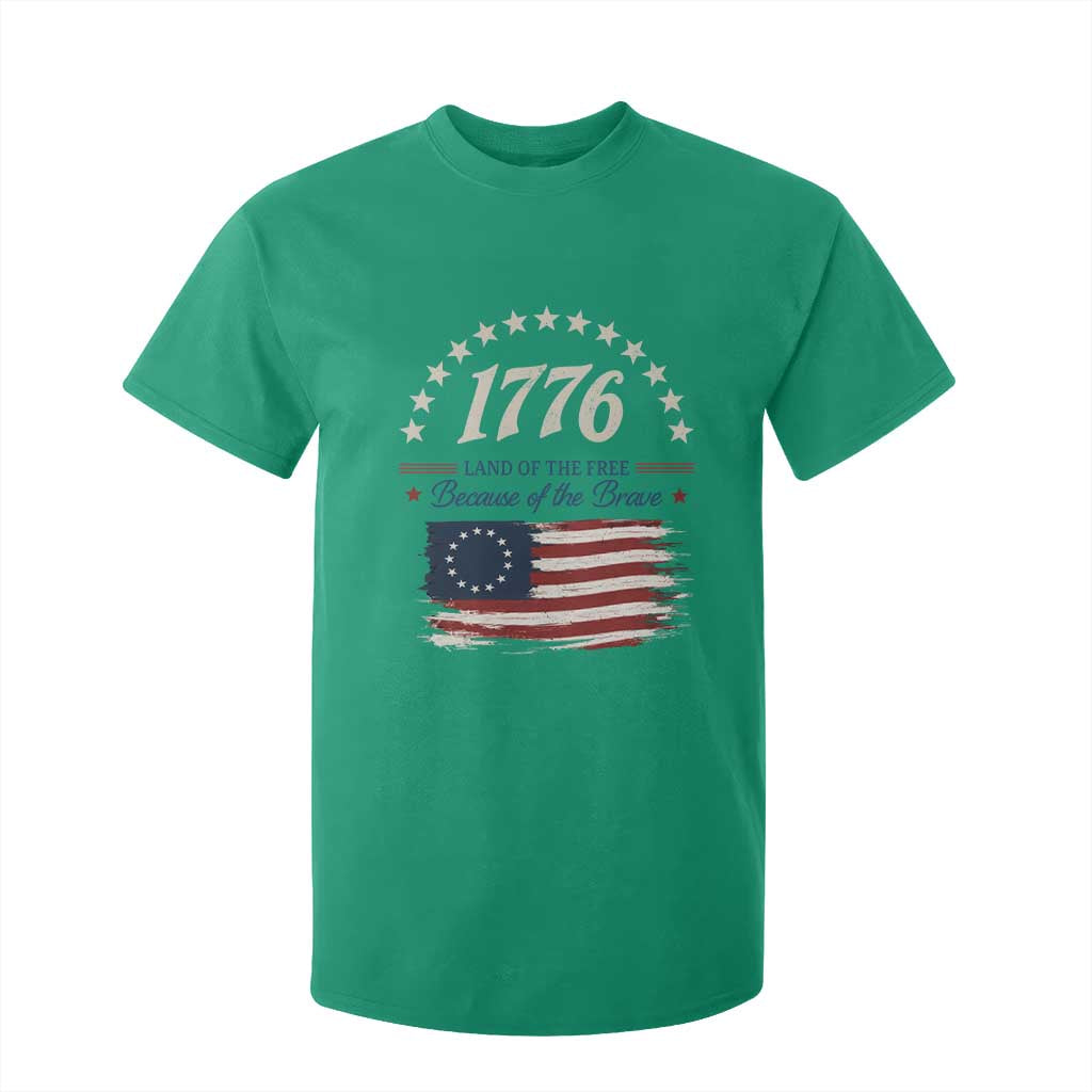 1776 Land of the Free Distressed Arch Graphic T Shirt For Kid Vintage Betsy Ross American Flag Stars Retro Patriotic TS02 Irish Green Print Your Wear