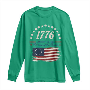 1776 Land of the Free Distressed Arch Graphic Long Sleeve Shirt Vintage Betsy Ross American Flag Stars Retro Patriotic TS02 Irish Green Print Your Wear