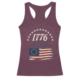 1776 Land of the Free Distressed Arch Graphic Racerback Tank Top Vintage Betsy Ross American Flag Stars Retro Patriotic TS02 Maroon Print Your Wear