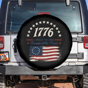 1776 Land of the Free Distressed Arch Graphic Spare Tire Cover Vintage Betsy Ross American Flag Stars Retro Patriotic TS02 No hole Black Print Your Wear