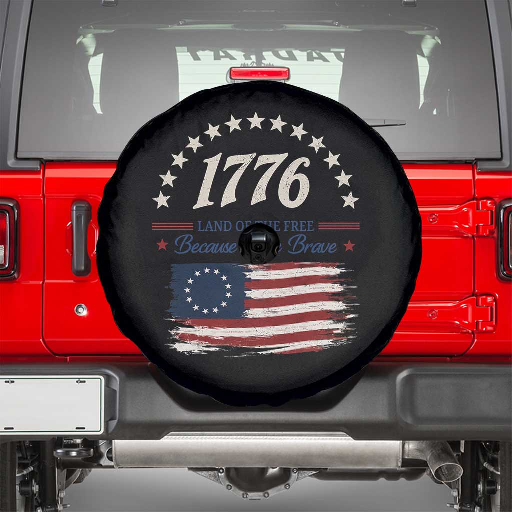 1776 Land of the Free Distressed Arch Graphic Spare Tire Cover Vintage Betsy Ross American Flag Stars Retro Patriotic TS02 Black Print Your Wear