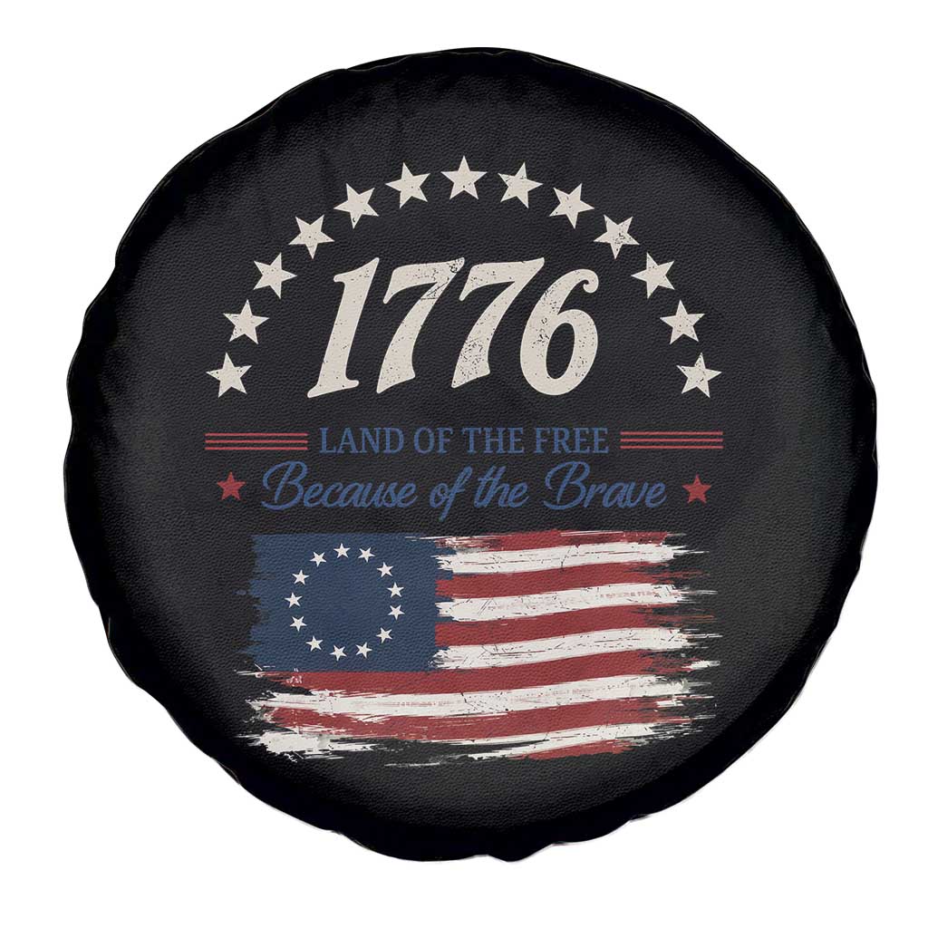 1776 Land of the Free Distressed Arch Graphic Spare Tire Cover Vintage Betsy Ross American Flag Stars Retro Patriotic TS02 Print Your Wear