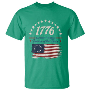 1776 Land of the Free Distressed Arch Graphic T Shirt Vintage Betsy Ross American Flag Stars Retro Patriotic TS02 Irish Green Print Your Wear