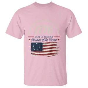 1776 Land of the Free Distressed Arch Graphic T Shirt Vintage Betsy Ross American Flag Stars Retro Patriotic TS02 Light Pink Print Your Wear