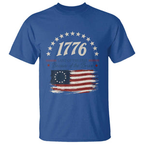 1776 Land of the Free Distressed Arch Graphic T Shirt Vintage Betsy Ross American Flag Stars Retro Patriotic TS02 Royal Blue Print Your Wear