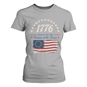 1776 Land of the Free Distressed Arch Graphic T Shirt For Women Vintage Betsy Ross American Flag Stars Retro Patriotic TS02 Sport Gray Print Your Wear